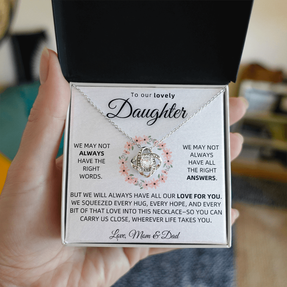To Our Daughter Necklace From Mom and Dad – Love Knot Gift
