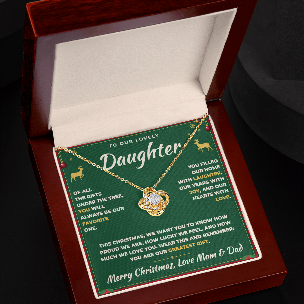 To Our Daughter Christmas Necklace From Mom & Dad – Our Greatest Gift (md.xmas.2.lk)