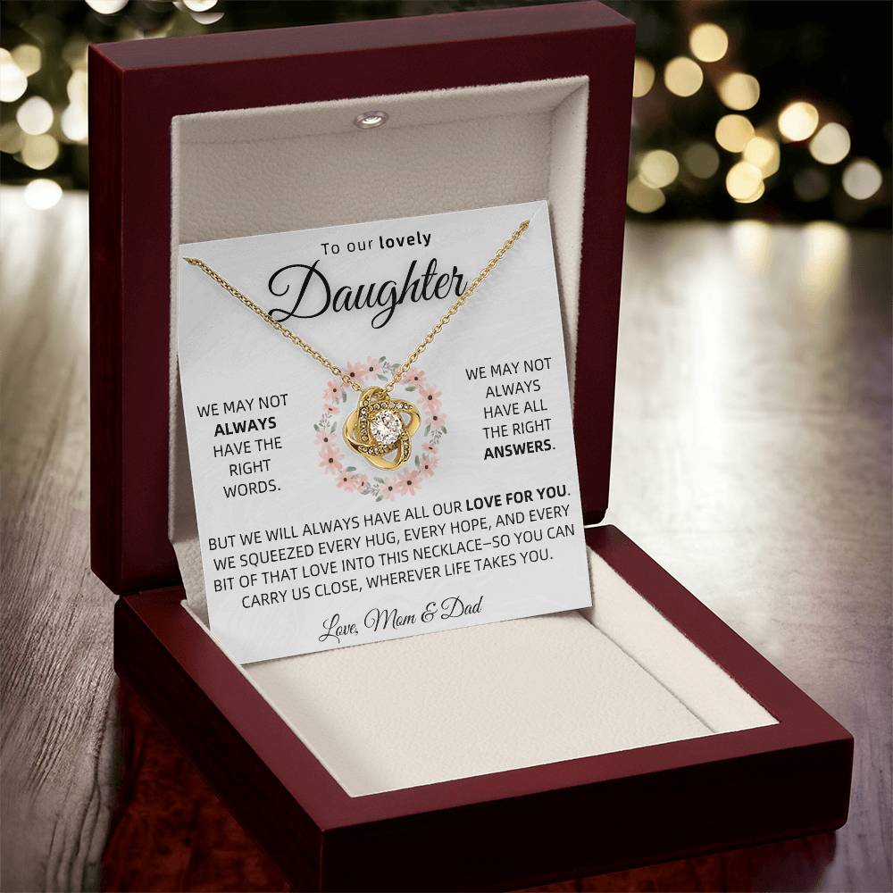 To Our Daughter Necklace From Mom and Dad – Love Knot Gift
