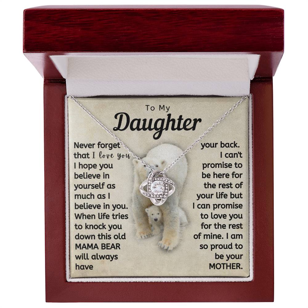 Daughter This Mama Bear Will Always Have Your Back Necklace (d.lk.004) 14K White Gold Finish / Luxury Box