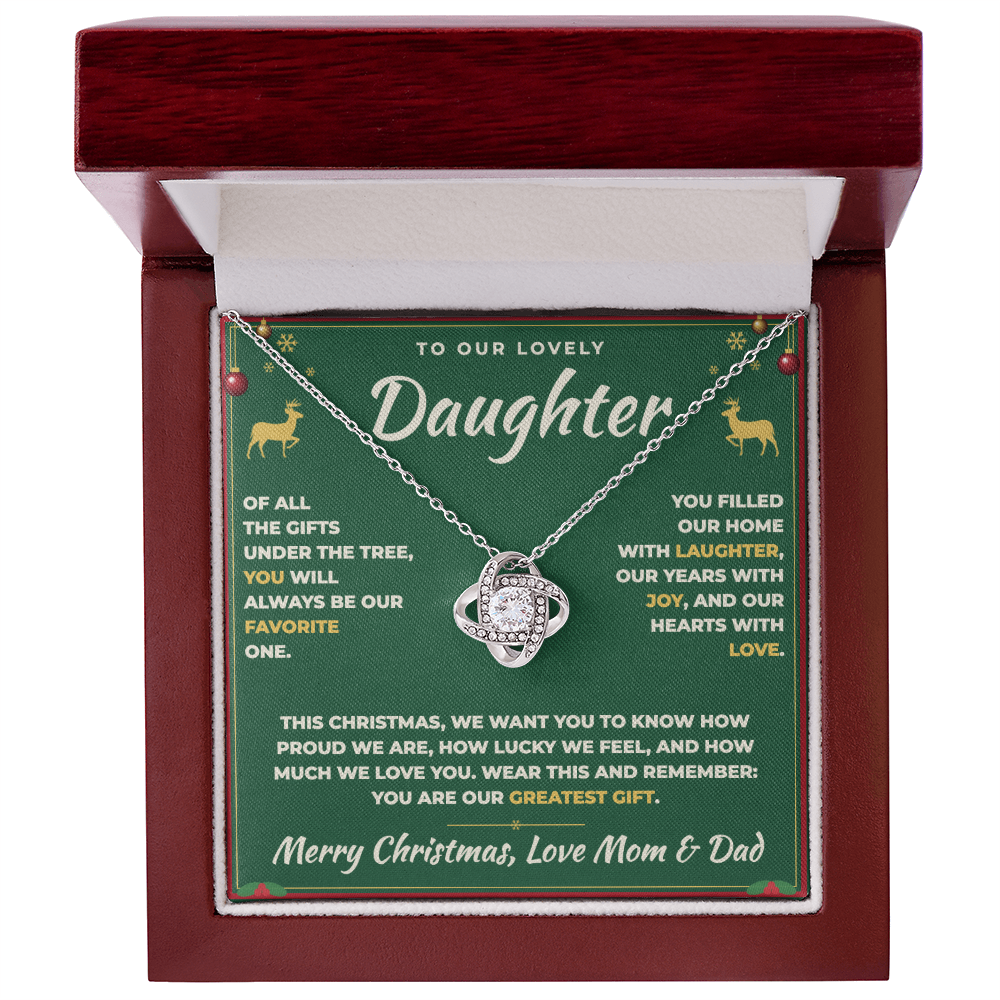 To Our Daughter Christmas Necklace From Mom & Dad – Our Greatest Gift (md.xmas.2.lk)