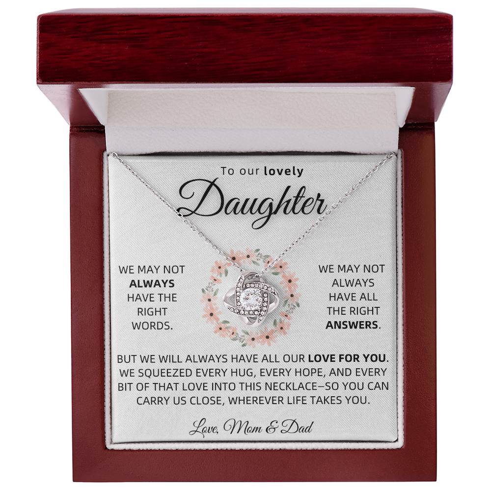 To Our Daughter Necklace From Mom and Dad – Love Knot Gift