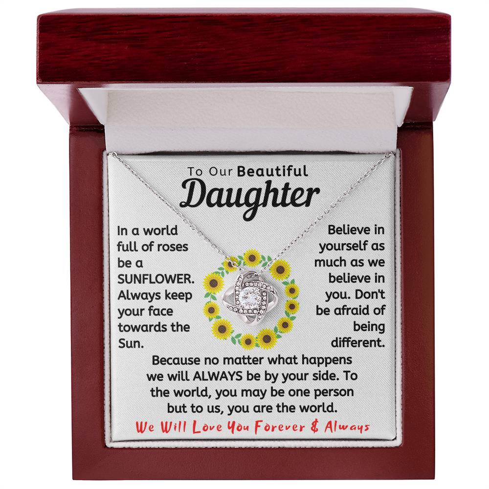 To Our Beautiful Daughter Necklace - In a world full of roses be a Sunflower (d.lk.004)