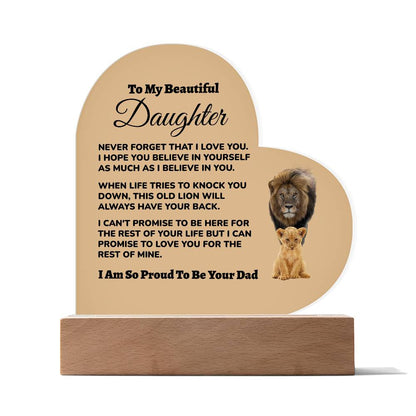 Dad to Daughter - So Proud - Acrylic Heart Plaque (dd.003.ach)