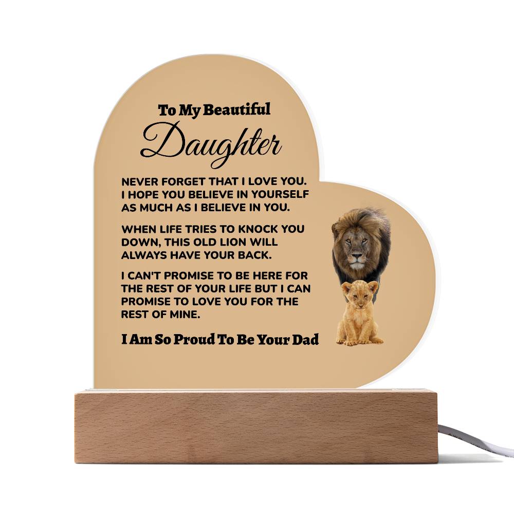 Dad to Daughter - So Proud - Acrylic Heart Plaque (dd.003.ach)