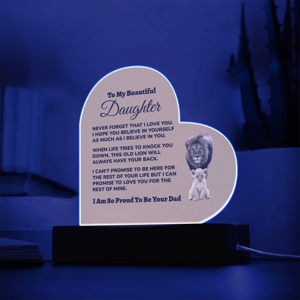 Dad to Daughter - So Proud - Acrylic Heart Plaque (dd.003.ach)