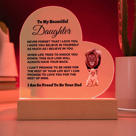 Dad to Daughter - So Proud - Acrylic Heart Plaque (dd.003.ach)