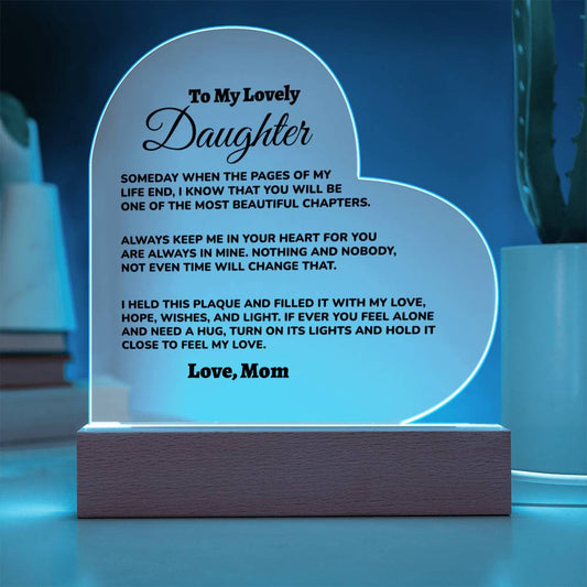 Mom to Daughter Acrylic Heart Plaque (md.001.acq)