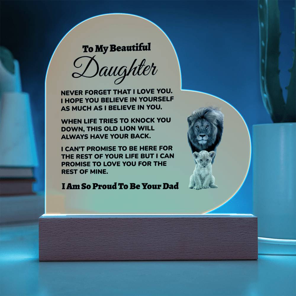 Dad to Daughter - So Proud - Acrylic Heart Plaque (dd.003.ach)