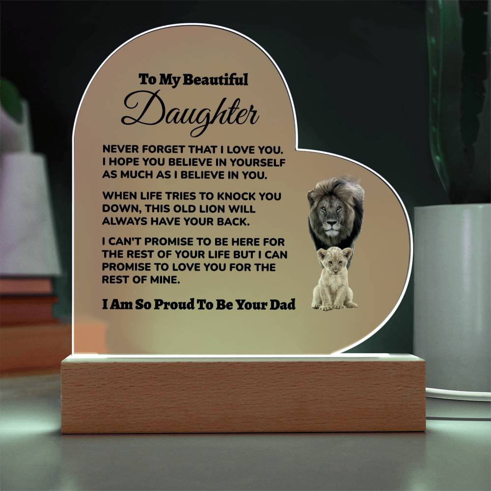 Dad to Daughter - So Proud - Acrylic Heart Plaque (dd.003.ach)