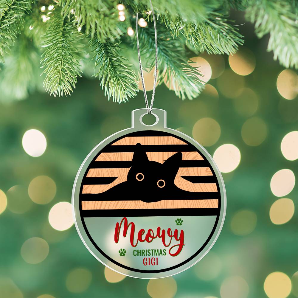 Meowy Christmas Ornament - Personalize with Cat's Name ⬇️