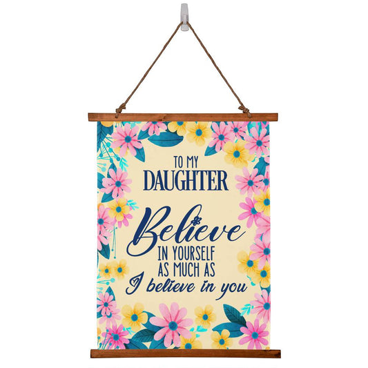 Daughter Believe Wood Framed Wall Tapestry