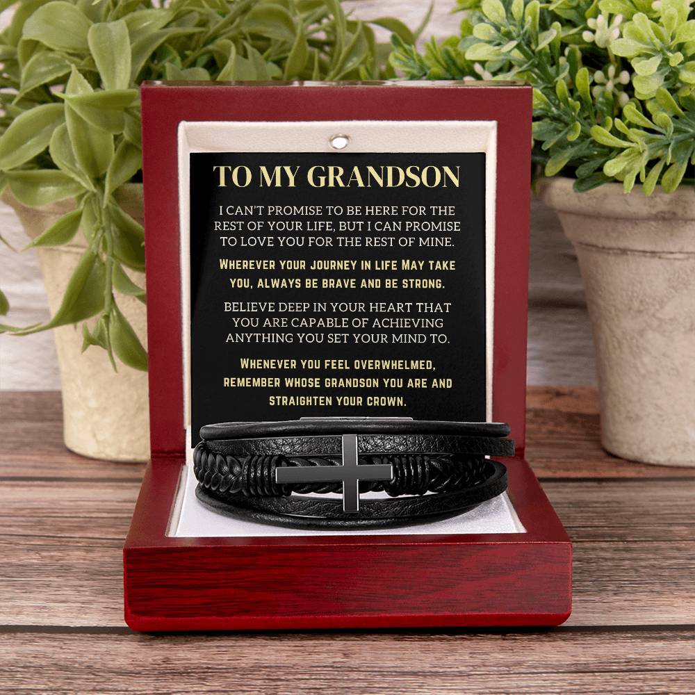 Grandpa/Grandma to Grandson Cross Bracelet - Believe (128.cb.005p) Personalizable ⬇️