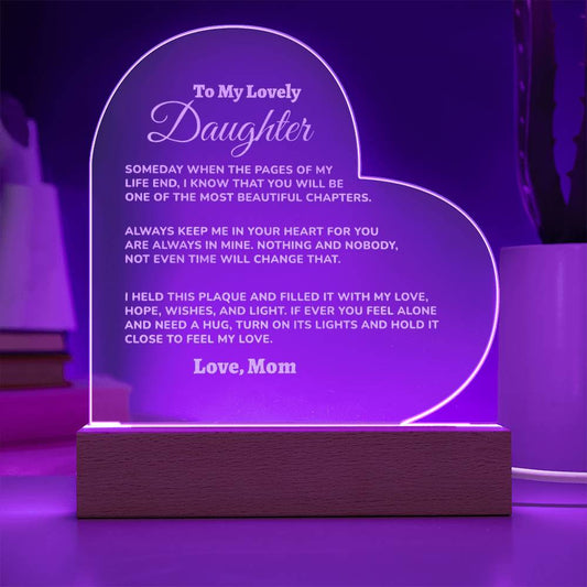 Mom to Daughter Engraved Plaque (md.001.aqe)