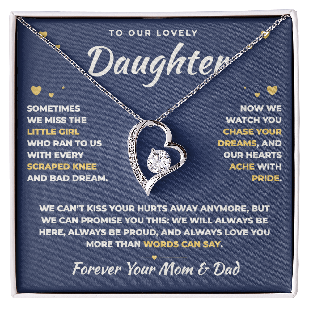 To Our Daughter Necklace From Mom & Dad – Our Hearts Ache With Pride (md.lg.3.fl)