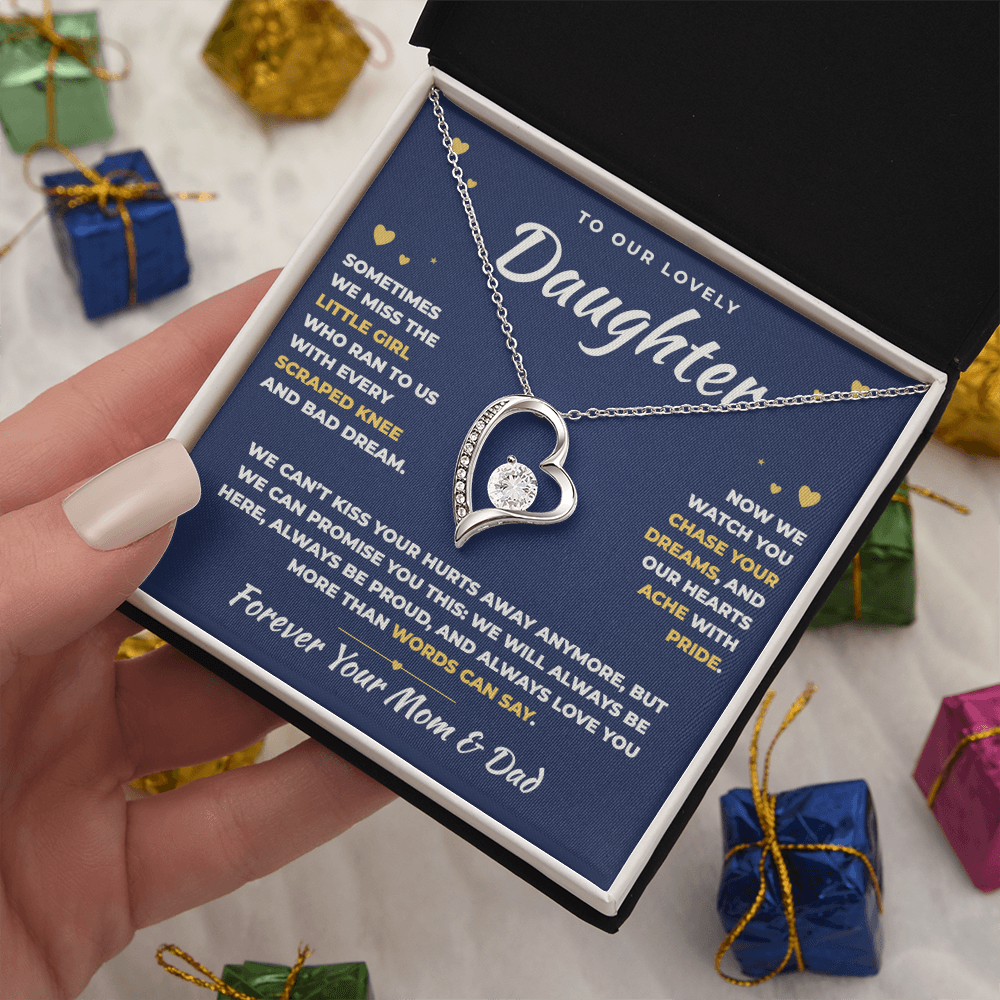 To Our Daughter Necklace From Mom & Dad – Our Hearts Ache With Pride (md.lg.3.fl)