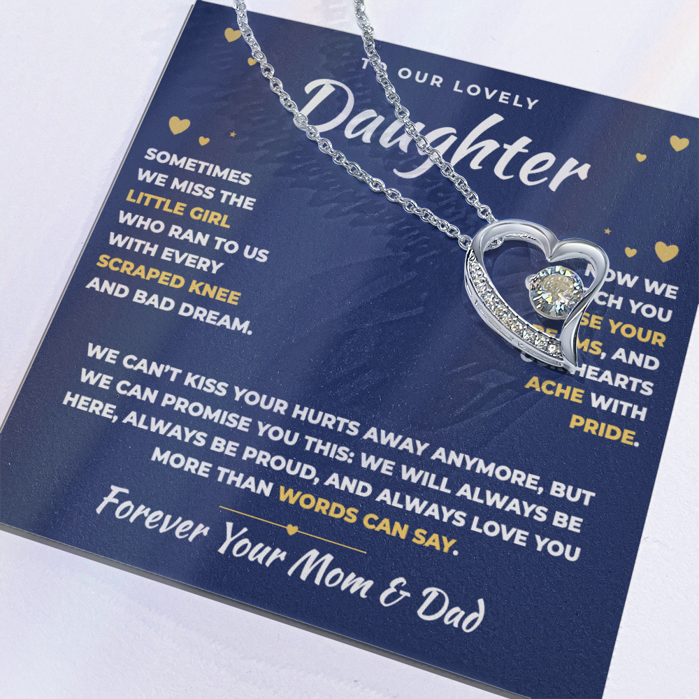 To Our Daughter Necklace From Mom & Dad – Our Hearts Ache With Pride (md.lg.3.fl)