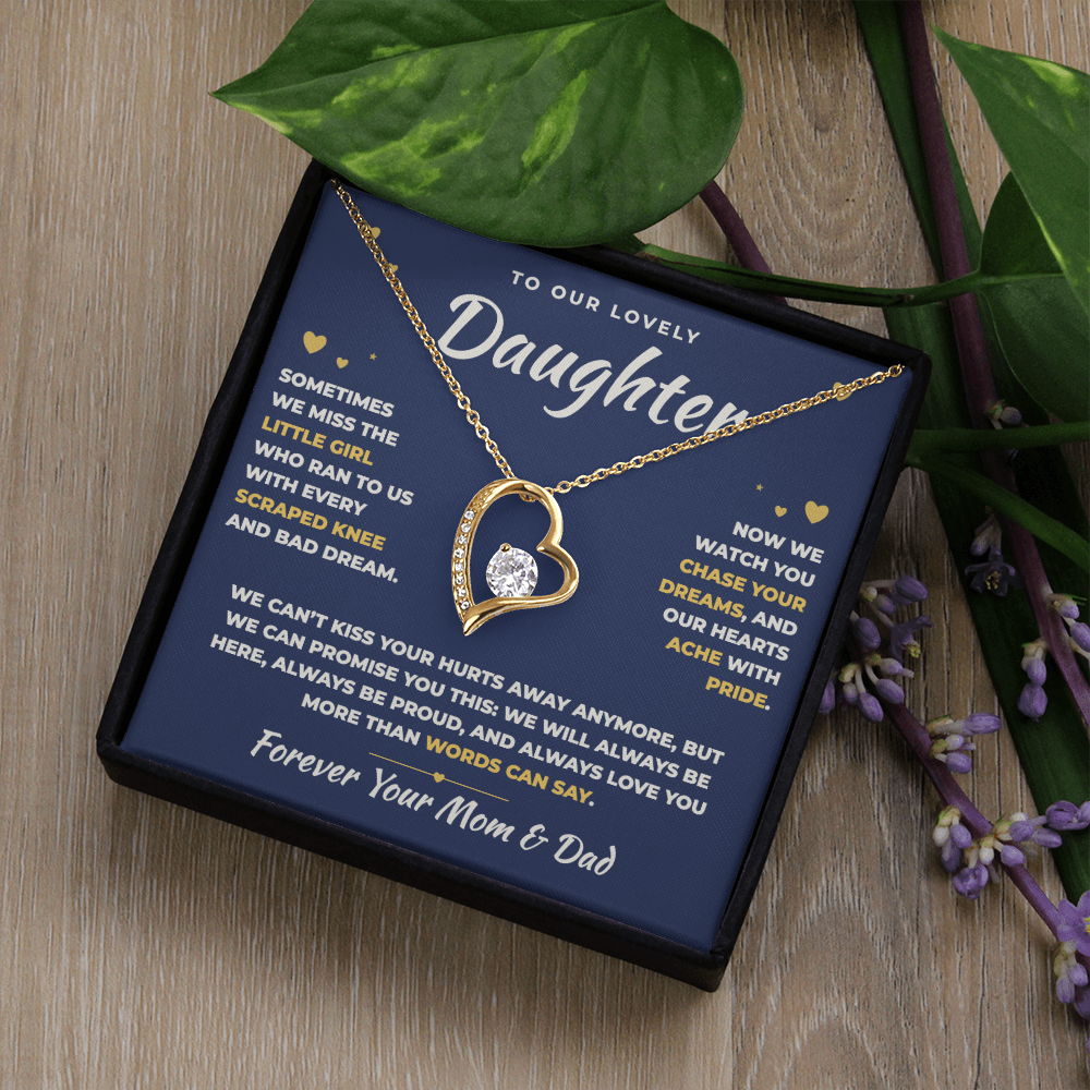 To Our Daughter Necklace From Mom & Dad – Our Hearts Ache With Pride (md.lg.3.fl)