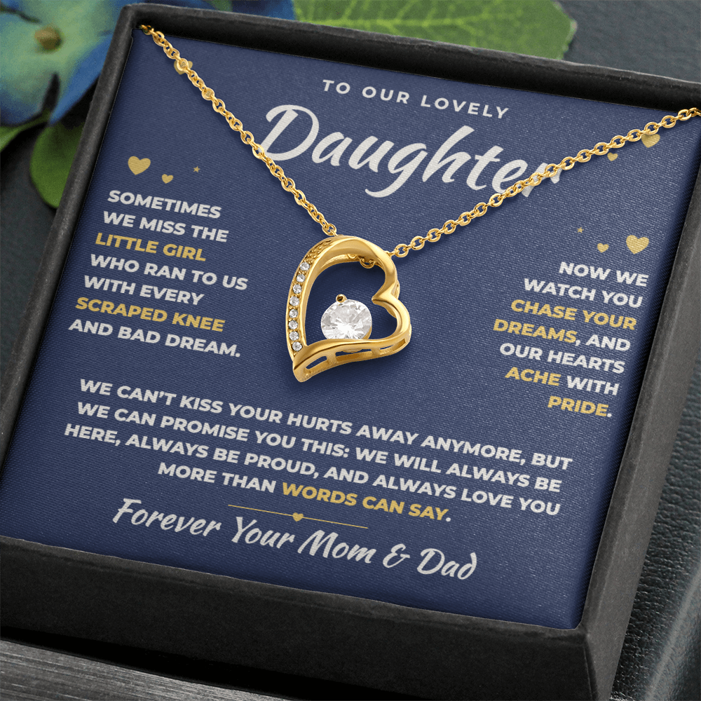 To Our Daughter Necklace From Mom & Dad – Our Hearts Ache With Pride (md.lg.3.fl)