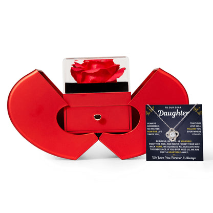 To Our Daughter Necklace From Mom & Dad – Our Love Will Follow You - Red Heart Red Rose Box