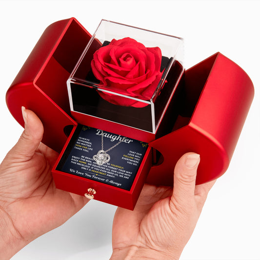 To Our Daughter Necklace From Mom & Dad – Our Love Will Follow You - Red Heart Red Rose Box