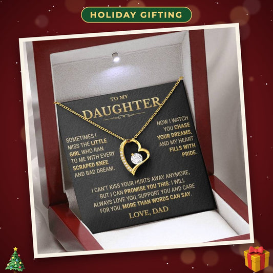 To My Daughter necklace from Dad in luxury gift box with LED light – holiday gifting