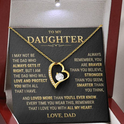 To My Daughter necklace from Dad, 18k yellow gold finish in luxury LED box