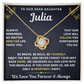 To Our Daughter Necklace From Mom & Dad – Love Will Follow- Personalize