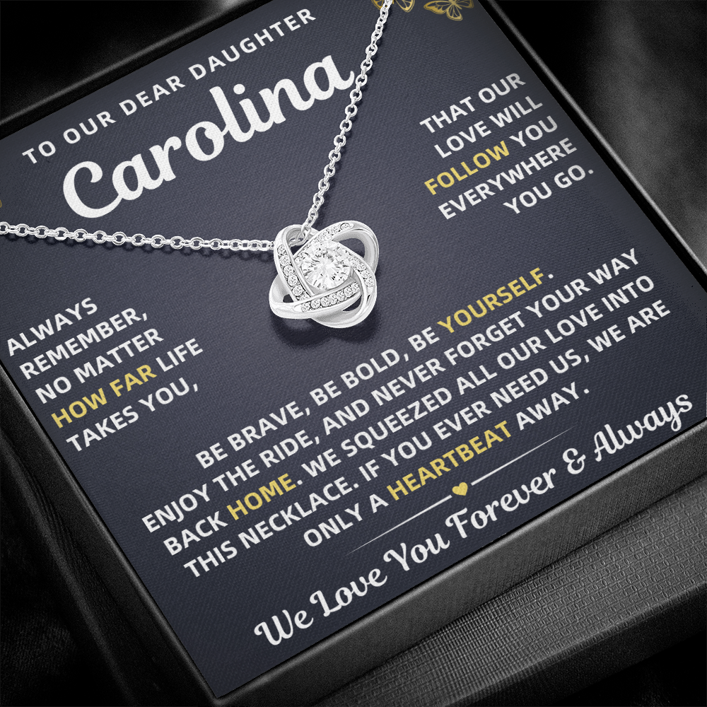 To Our Daughter Necklace From Mom & Dad – Love Will Follow- Personalize