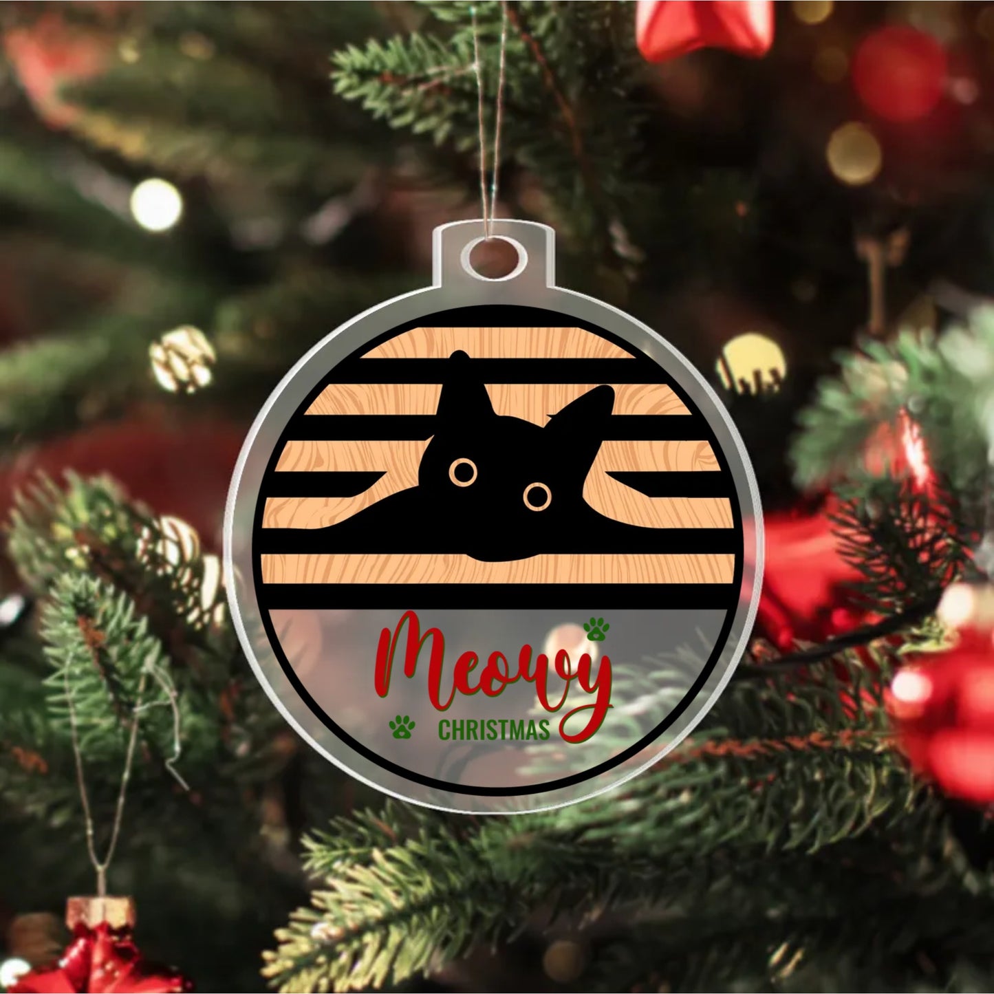 Meowy Christmas Ornament - Personalize with Cat's Name ⬇️