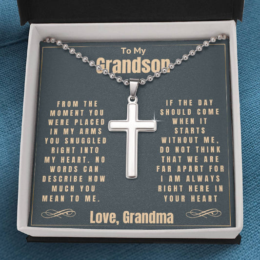 Grandson(s) - Snuggled Right In - Cross Necklace (128.mc.000)