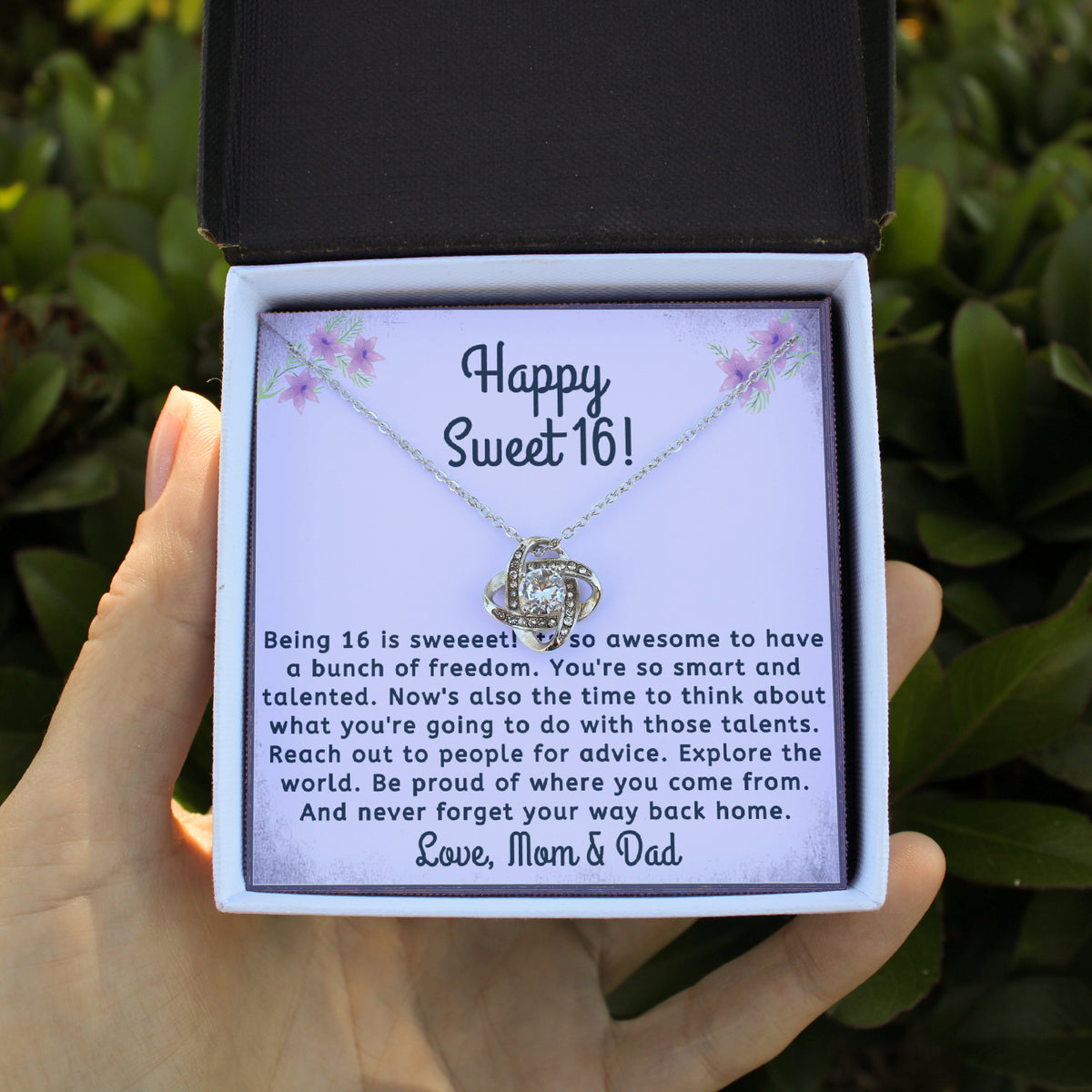 Happy Sweet 16 daughter - awesome time | 16th Birthday Gift for Daughter - Happy Sweet 16 gift | Necklace for Daughter | Parents to Daughter Gift