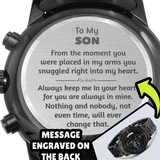 To My Son - Snuggled Right In - Engraved Chronograph Watch