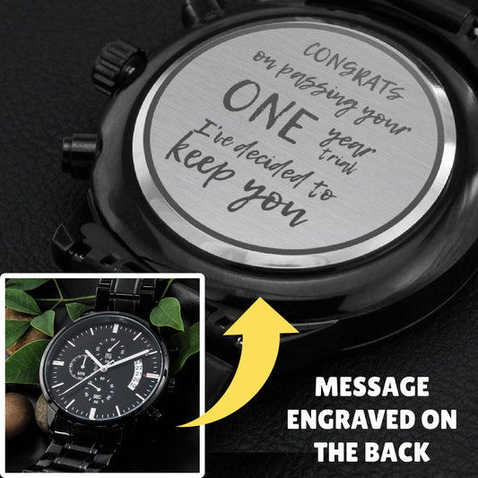 Funny Anniversary Gift Watch | Congrats On Passing Your One Year Trial | Funny Love Gift | Boyfriend | Husband | 1 year gift