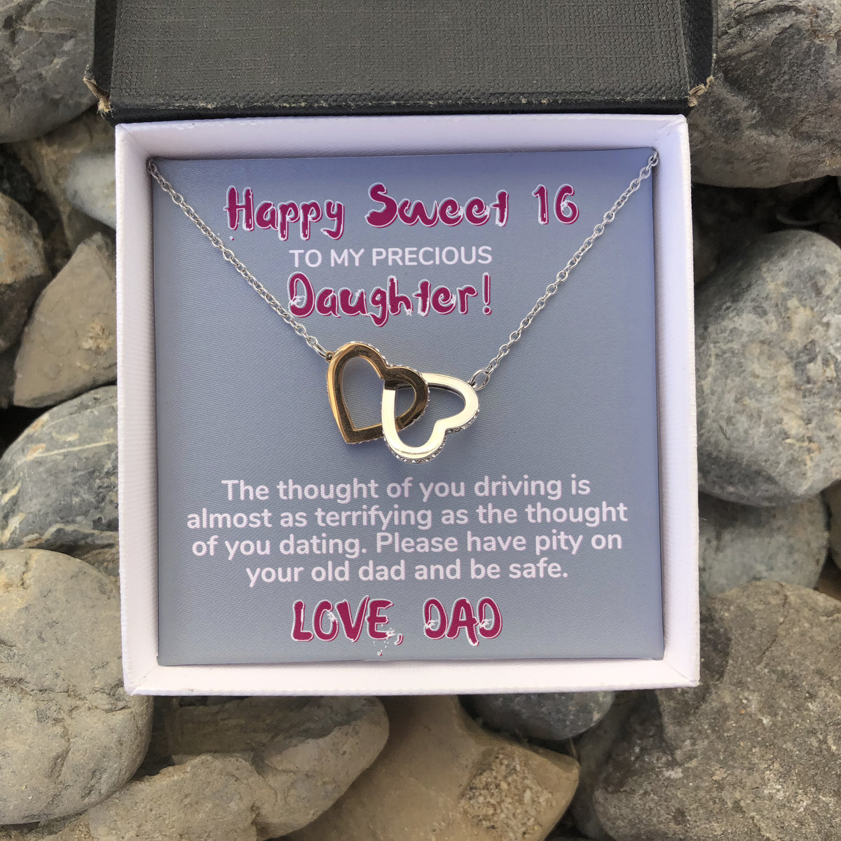 Happy Sweet 16 daughter - terrifying | 16th Birthday Gift for Daughter - Happy Sweet 16 gift | Necklace for Daughter | Dad to Daughter Gift