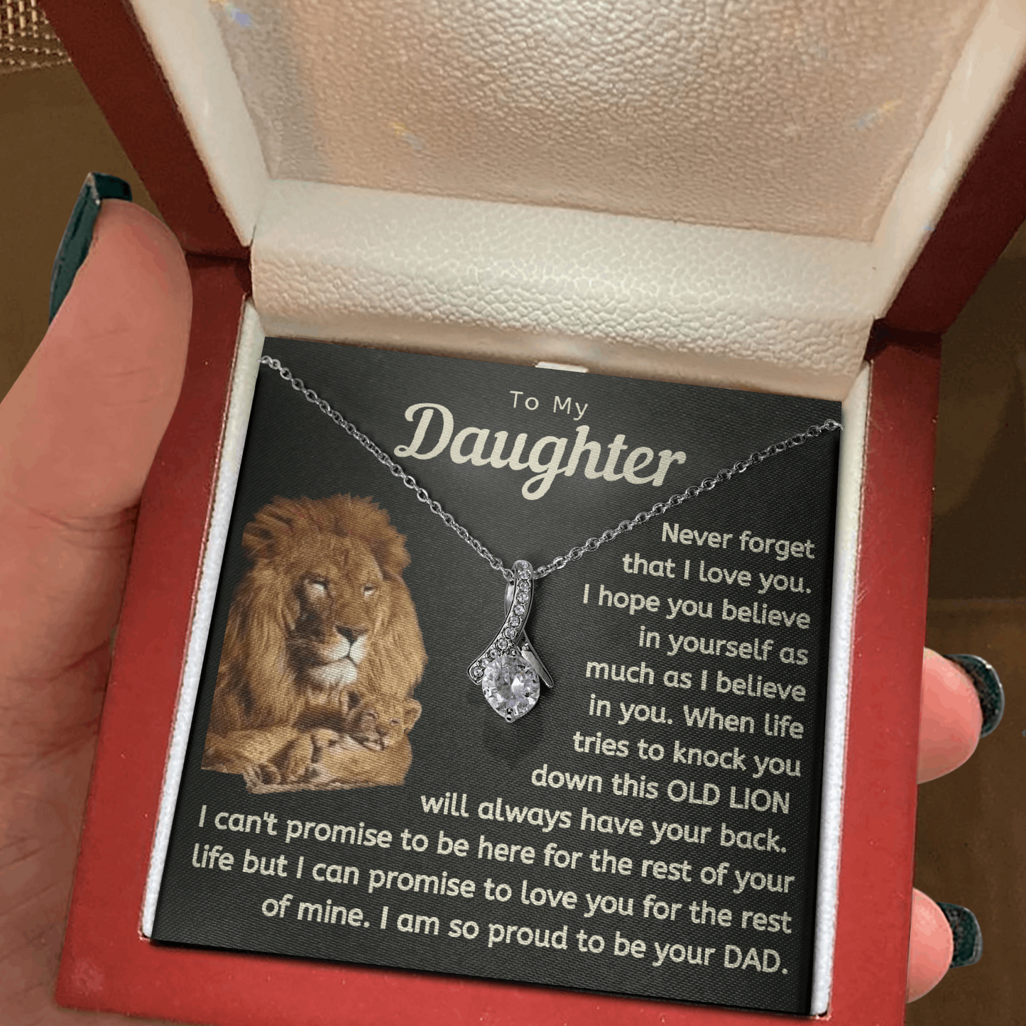 Daughter This Old Lion Will Always Have Your Back Necklace (d.lk.006)