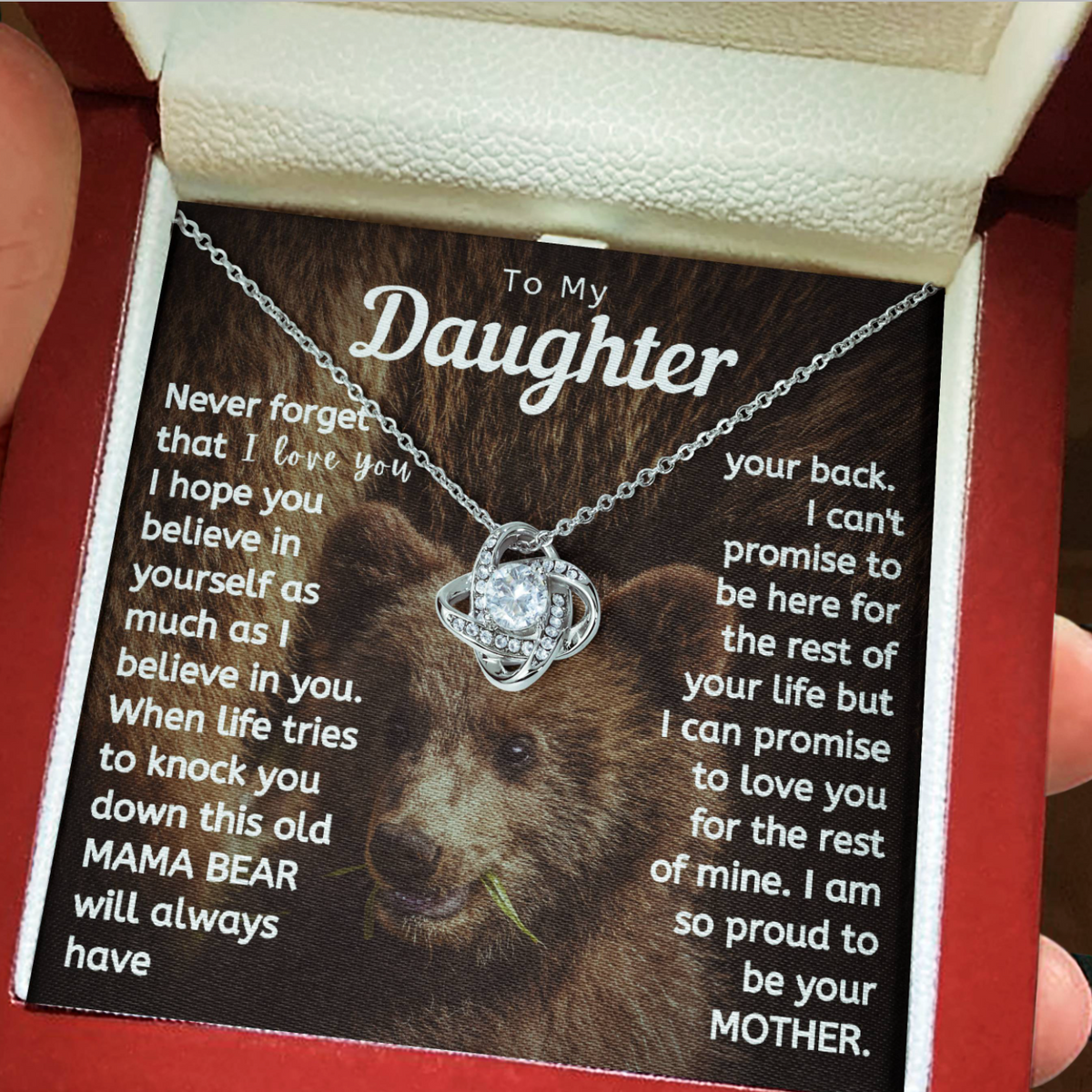 Daughter Necklace - This Mama Bear Will Always Have Your Back
