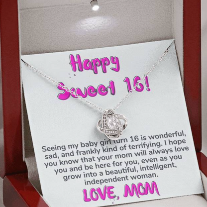 Happy Sweet 16 Daughter Necklace - slightly terrifying | 16th Birthday Gift for Daughter - Happy Sweet 16 gift |  Mom to Daughter