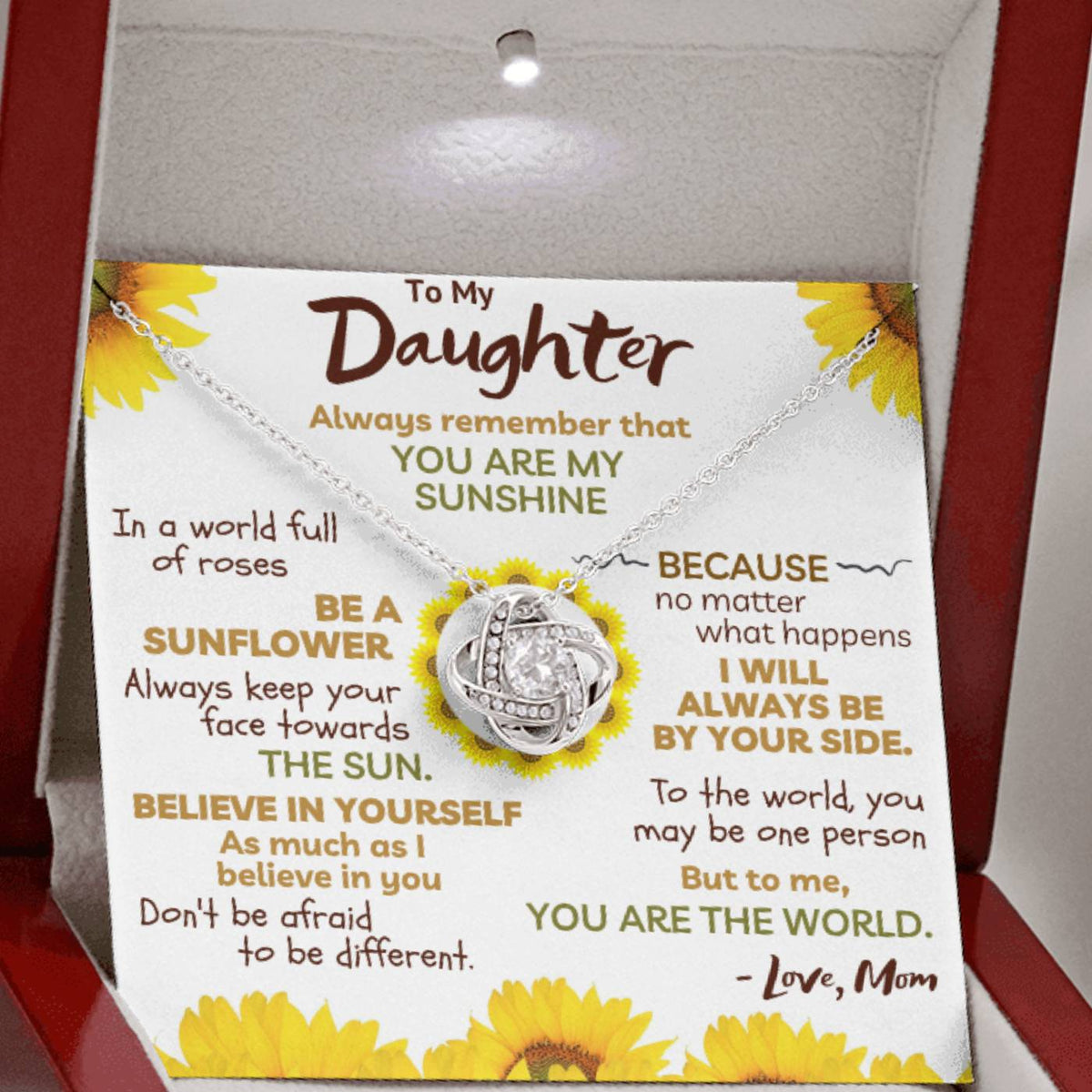 To My Daughter Necklace - You Are My Sunshine. You Are My World (d.011.lk)