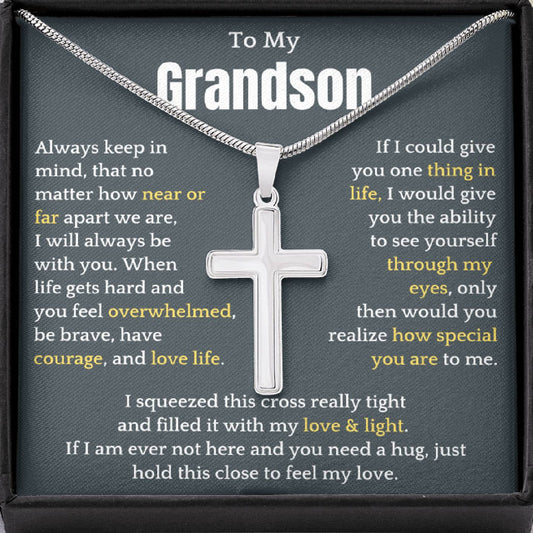 To My Grandson Cross Necklace - Always With You (128.ac.007)