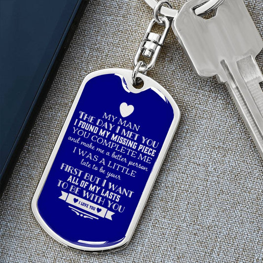 One Year Anniversary Gifts For Him | Anniversary gifts for Him 1 year | Long Distance Relationship Man Dogtag Keychain | Romantic Gifts for him