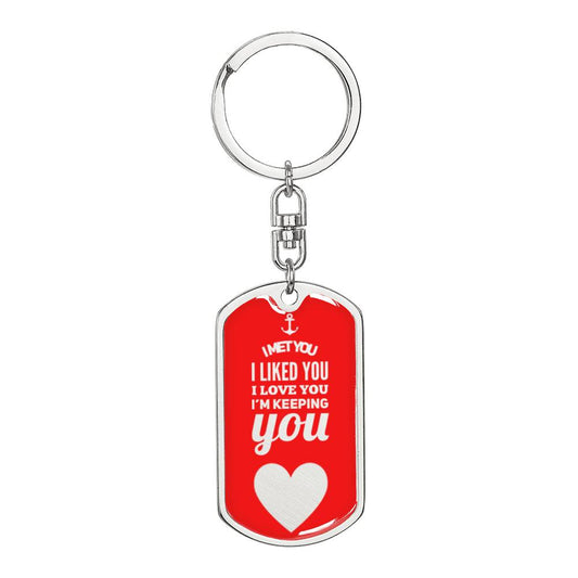 Happy Birthday Dogtag Keychain for Men - I Met You I Liked You