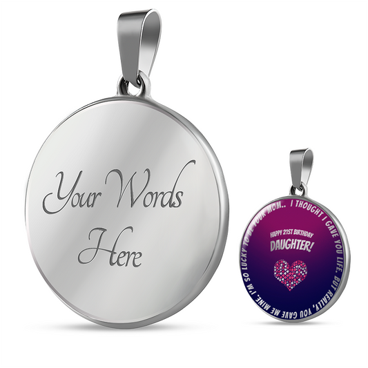 Happy 21st Birthday Gift Circle Necklace - So Proud To Be Your Mom | 21st Birthday Gift for Her