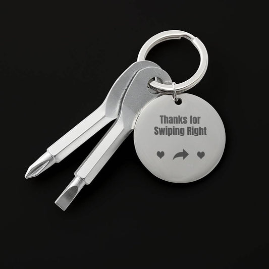 One year anniversary gifts for boyfriend - Anniversary gifts for boyfriend 1 year - Thanks for Swiping Right Screwdriver Keychain - Gift For Him