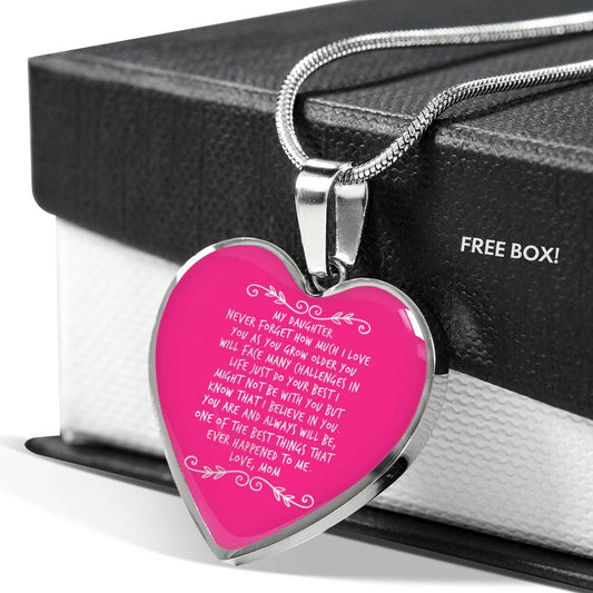 Happy birthday daughter - never forget I love you | Birthday Gift for Daughter - Happy Sweet 16 gift | Heart Necklace for Daughter | to my Daughter