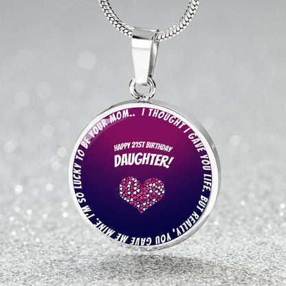 Happy 21st Birthday Gift Circle Necklace - So Proud To Be Your Mom | 21st Birthday Gift for Her