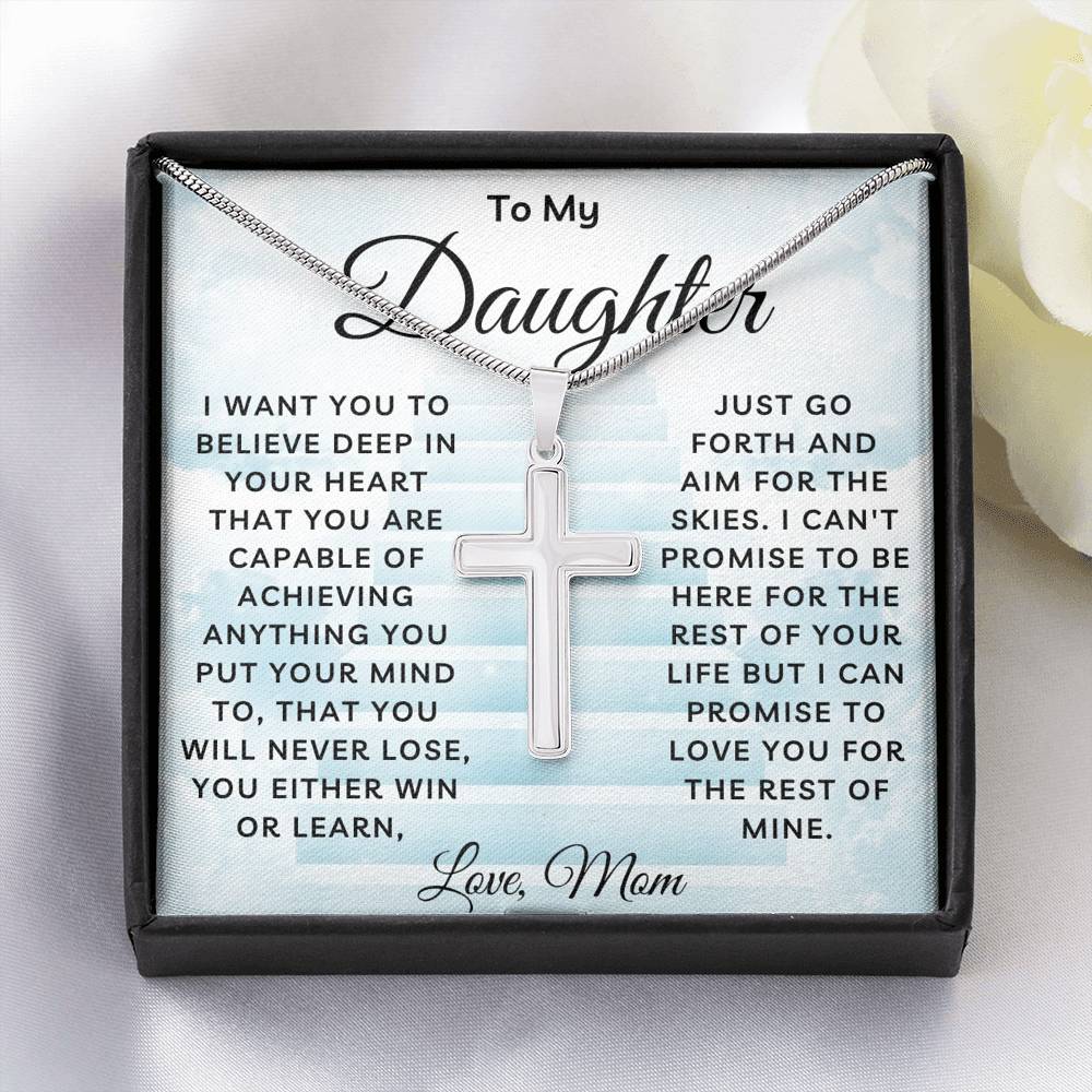 Daughter Cross Necklace - Believe Deep In Your Heart
