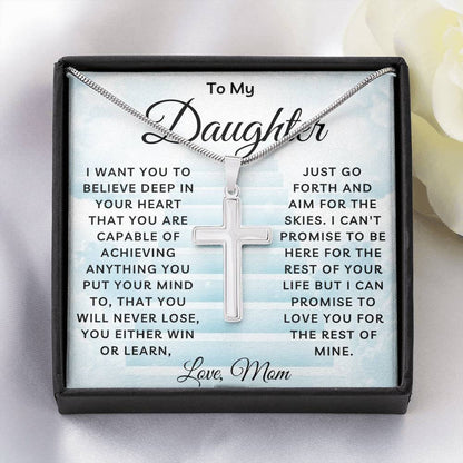 Daughter Cross Necklace - Believe Deep In Your Heart