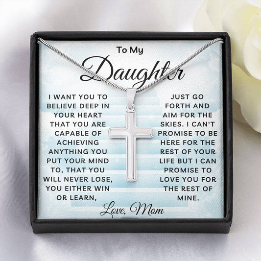 Daughter Cross Necklace - Believe Deep In Your Heart