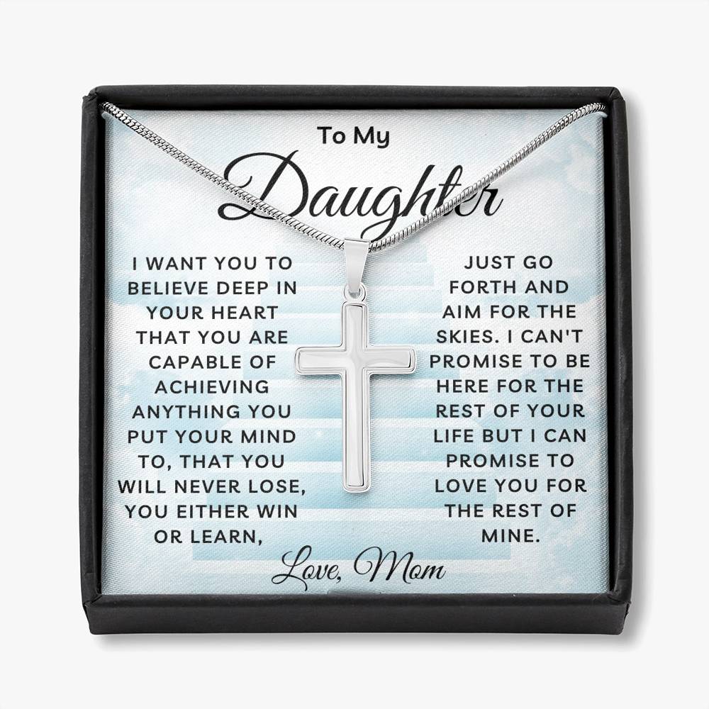 Daughter Cross Necklace - Believe Deep In Your Heart